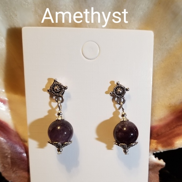 Garnet Post Style Earrings: - Picture 2 of 6